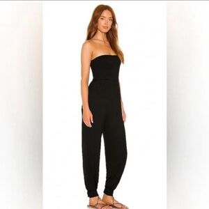 Lovers & Friends Revolve Women Monica Sz M Black Jumpsuit Strapless‎ Jersey Pant